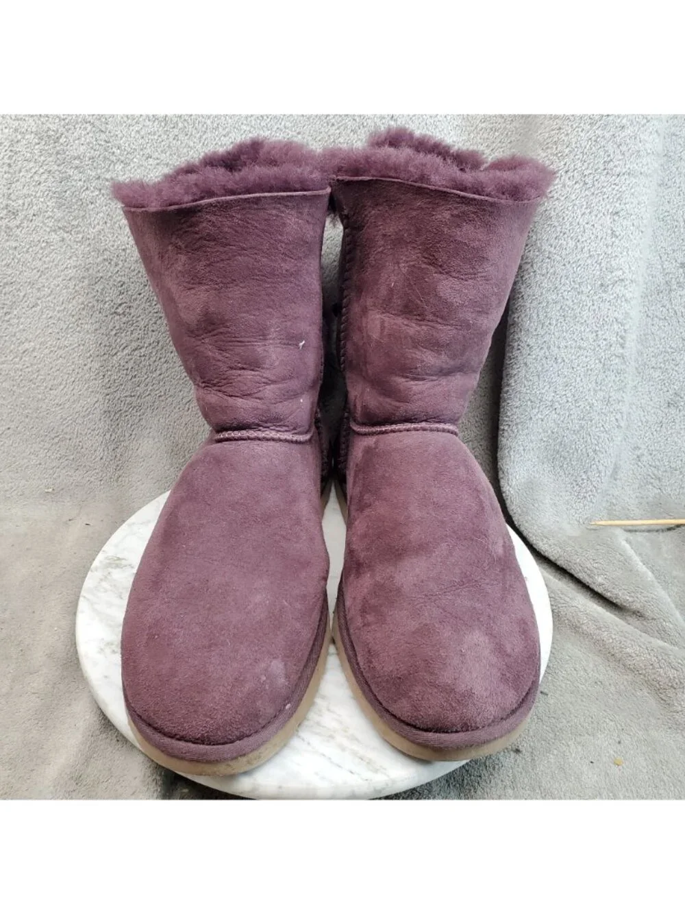Ugg Shoes Womens Size 11 Bailey Bow II Purple Suede Boots *Read* - Picture 4 of 11